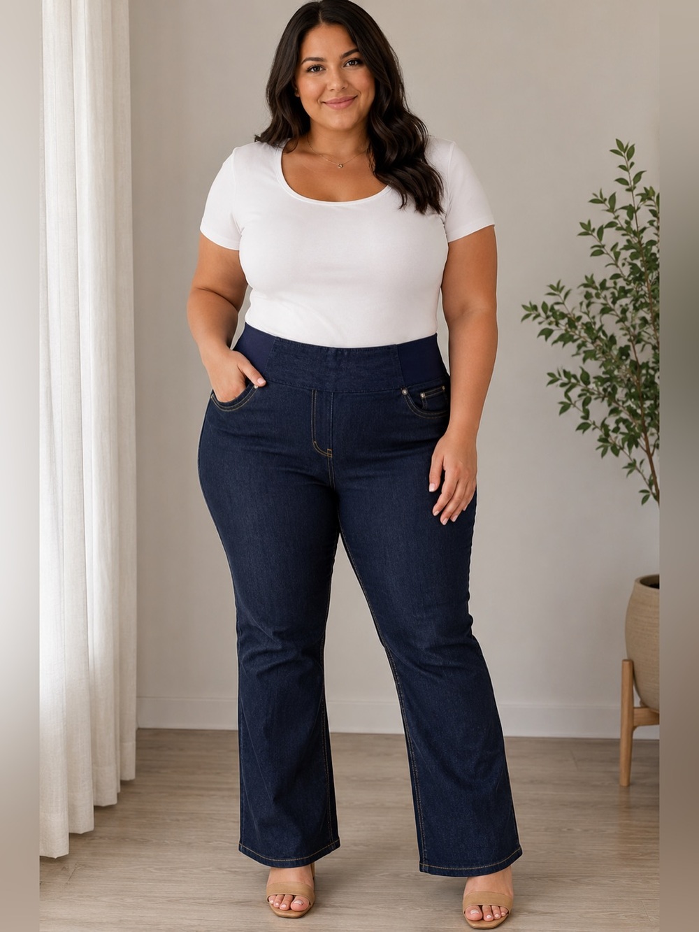 Woman Within Women’s Size 22W Tall Dark Wash Bootcut Stretch Jeans